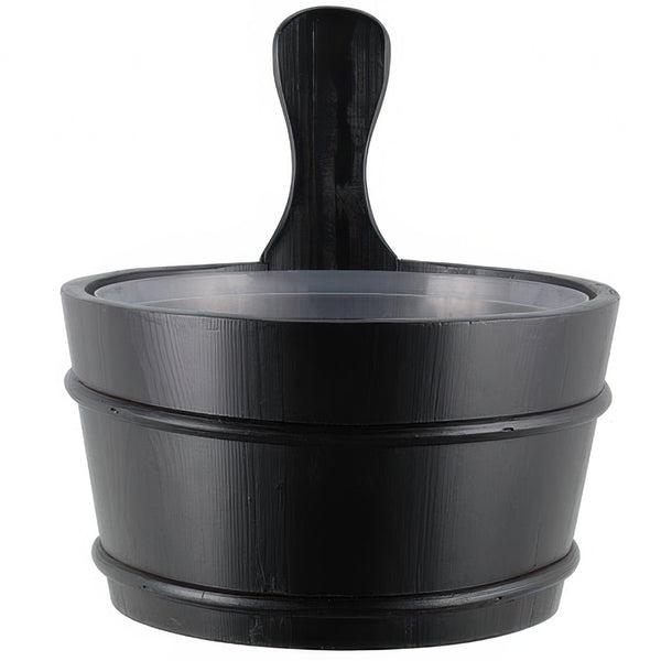 4Living Sauna Bucket - Sauna Bucket w/ Plastic Liner, Black Pine, 4L
