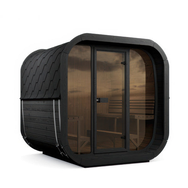 SaunaLife Model CL7GB Cube Luxury Series Outdoor Home Sauna Kit in black, view 1