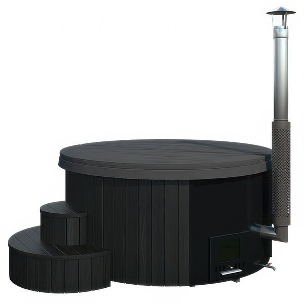 SaunaLife Model S4B - Soak Series Home Wood-Burning Hot Tub, Black, Up to 6 Persons