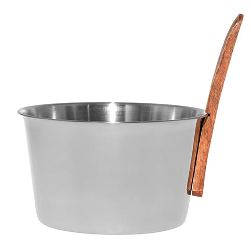 4Living Straight Handle Sauna Bucket - Sauna Bucket, Steel, Straight Wooden Handle, 4L