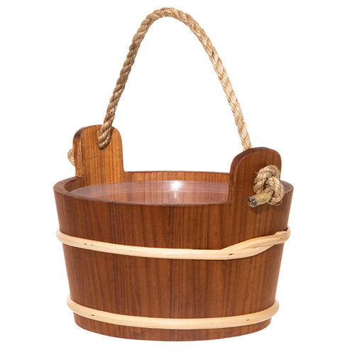 4Living Rope Handle Sauna Bucket - Sauna Bucket, Thermo-Alder, Rope Handle, 4L