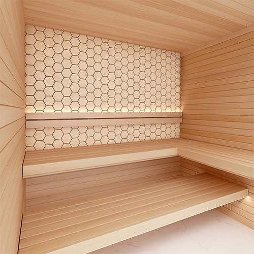 PROSAUNAS Hive Aspen - Sauna Wall Panels, Hexagon Pattern, Natural Aspen