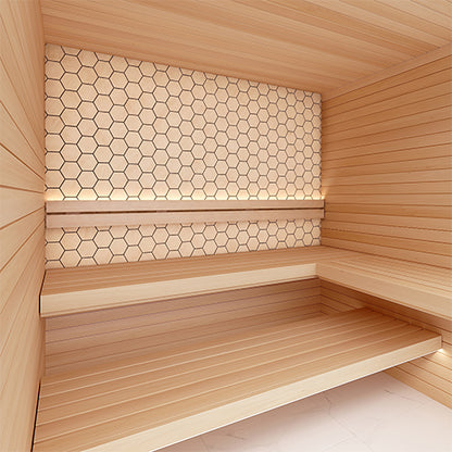 PROSAUNAS Hive Aspen - Sauna Wall Panels, Hexagon Pattern, Natural Aspen