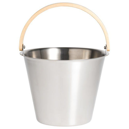 Rento Harri Koskinen Sauna Bucket - Sauna Bucket, Stainless Steel w/ Birch Wood Curved Handle