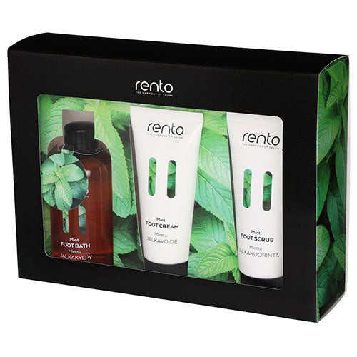 Rento Gift Set - Foot Care - Gift Set, Foot Bath 200mL, Foot Scrub 100mL, Foot Cream 100mL, Mint