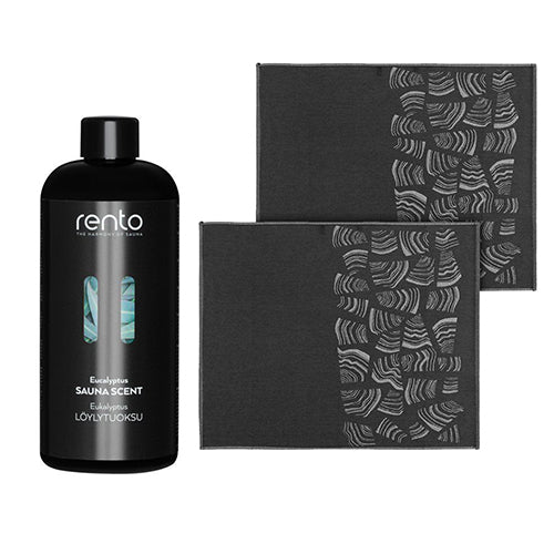 Rento Scent and Seat Cover Gift Set - 400ml Eucalyptus Sauna Scent & 2 Pino Seat Covers