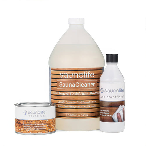 SaunaLife Sauna Care Package - Sauna Wax, Sauna Paraffin Oil, 1-Gal Concentrated Sauna Cleaner
