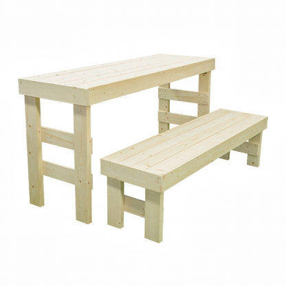 SaunaLife SaunaTrekker folding cedar bench set: upper bench and lower bench