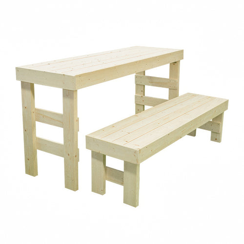 SaunaLife SaunaTrekker folding cedar bench set: upper bench and lower bench