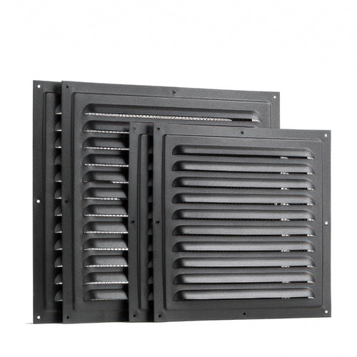 SaunaLife Vent Cover Package: 12 x 12 in intake and 10 x 10 in exhaust vent covers, black