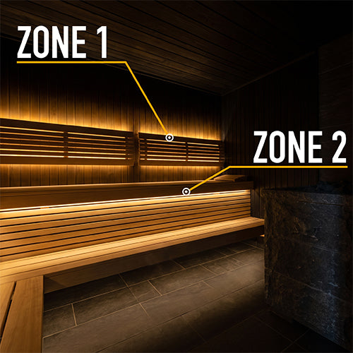 PROSAUNAS Dual-Zone Linear White LED Neon Light Kit - Flexible, Dimmable, Waterproof, Wireless Controlled, WiFi, and Adjustable Length