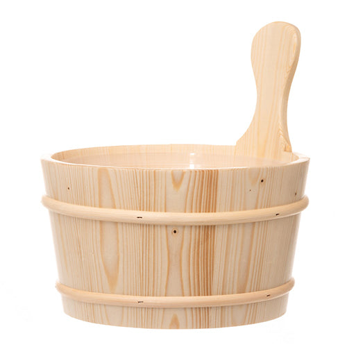 4Living Sauna Bucket - Sauna Bucket w/ Plastic Liner, Spruce, 4L