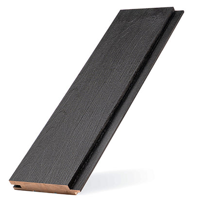 PROSAUNAS Aspen Brushed Midnight Black 1x4 (15mm x 90mm) T&G STS4 - Sauna Wood, Brush Textured, Black-Wax Finished, Tongue & Groove, STS4 Profile, Nickel-Gap, Wall Material — view 5