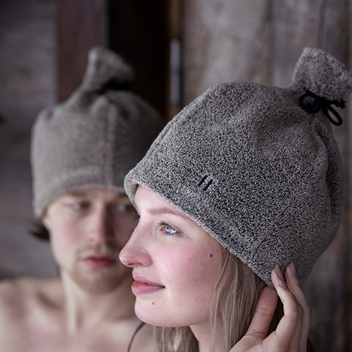 Rento Linen Terry Hat - Sauna Hat, Brown Linen Terry — view 2