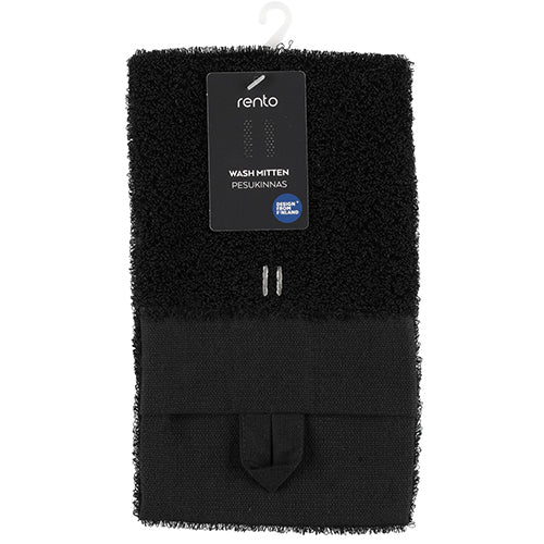 Rento Wash Mitten - Sauna Wash Mitten, Black, Terry Linen, Double-Lined, 6" x 10" — view 2
