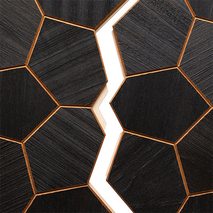 PROSAUNAS Modern Black - Sauna Wall Panels, Irregular Hexagon Pattern, Black Thermo-Abachi — view 3