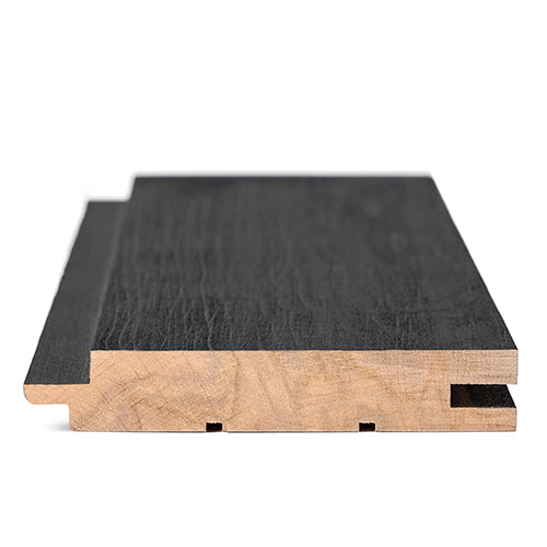 PROSAUNAS Aspen Brushed Midnight Black 1x4 (15mm x 90mm) T&G STS4 - Sauna Wood, Brush Textured, Black-Wax Finished, Tongue & Groove, STS4 Profile, Nickel-Gap, Wall Material — view 3