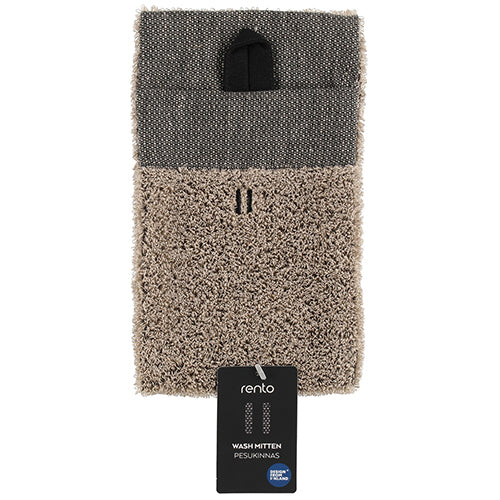 Rento Wash Mitten - Sauna Wash Mitten, Brown, Terry Linen, Double-Lined, 6" x 10" — view 3