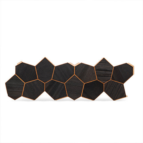 PROSAUNAS Modern Black - Sauna Wall Panels, Irregular Hexagon Pattern, Black Thermo-Abachi — view 4