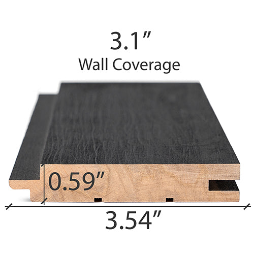 PROSAUNAS Aspen Brushed Midnight Black 1x4 (15mm x 90mm) T&G STS4 - Sauna Wood, Brush Textured, Black-Wax Finished, Tongue & Groove, STS4 Profile, Nickel-Gap, Wall Material — view 4
