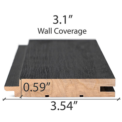 PROSAUNAS Aspen Brushed Midnight Black 1x4 (15mm x 90mm) T&G STS4 - Sauna Wood, Brush Textured, Black-Wax Finished, Tongue & Groove, STS4 Profile, Nickel-Gap, Wall Material — view 4