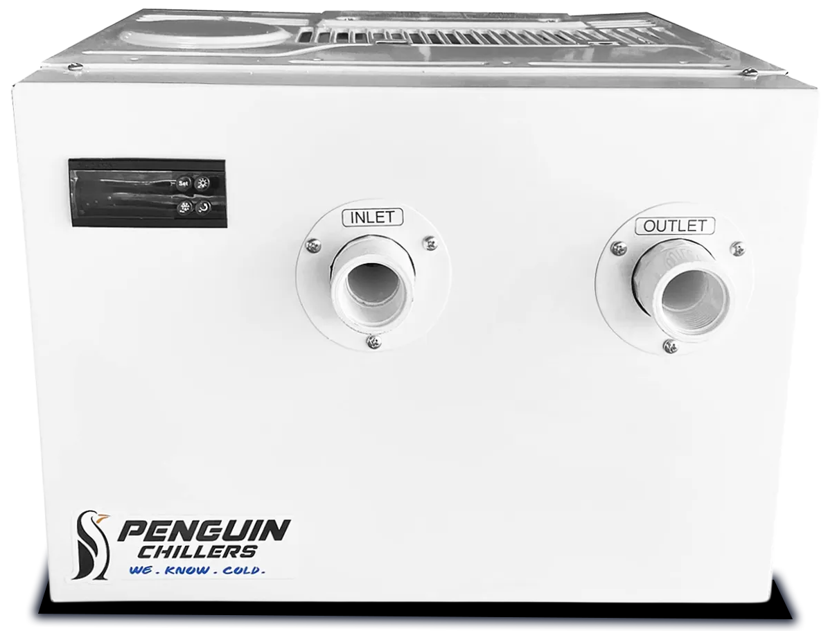 Penguin Chillers 1/2 HP water chiller angled view