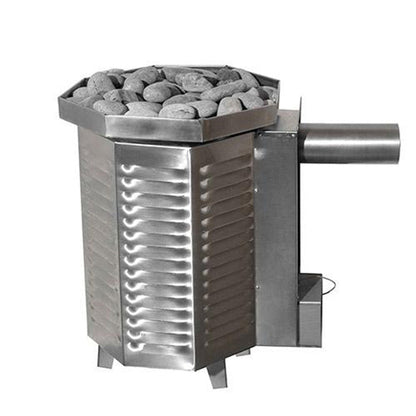 Scandia 40K BTU Gas Sauna Heater — front view with rocks