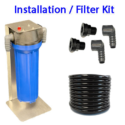Install and filter kit contents — tubing, bulkheads, fittings and filter