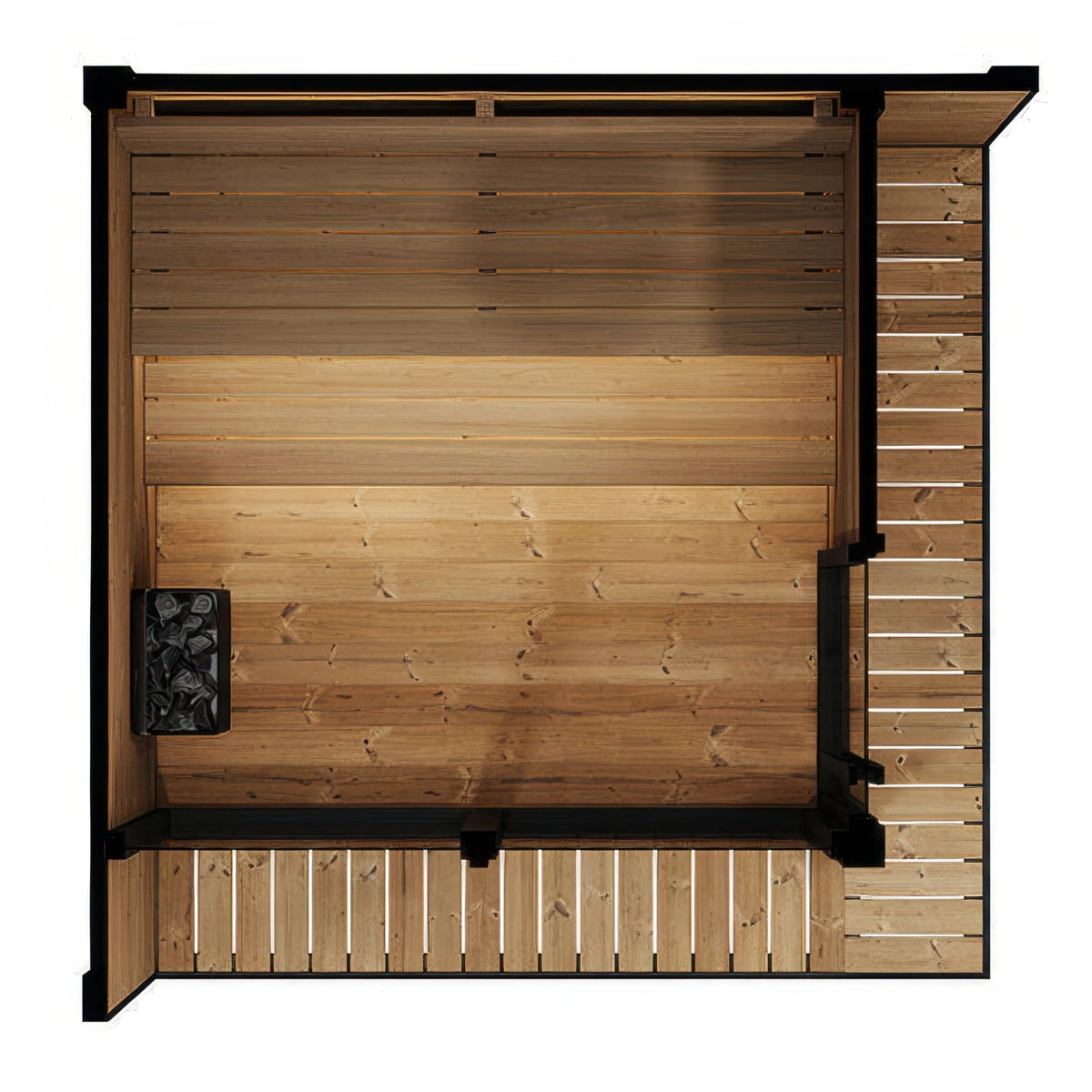 Floor plan layout of the SaunaLife Model GL6B Garden Luxury Series Outdoor Home Sauna Kit