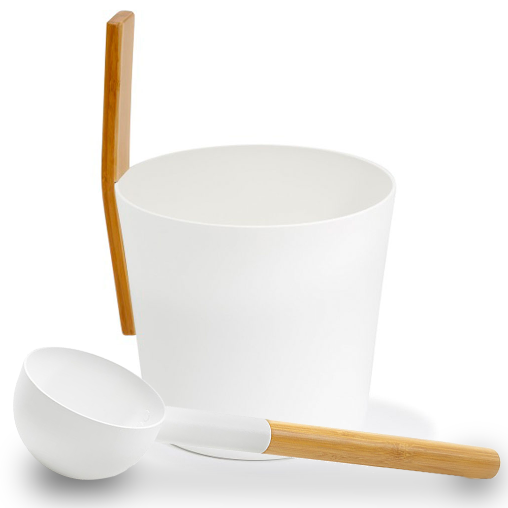 KOLO Sauna Set 3 - Sauna Bucket with straight handle and Ladle, Bamboo/Aluminum, 1Gal — view 5
