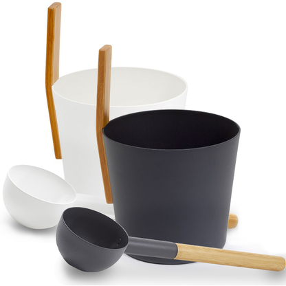 KOLO Sauna Set 3 - Sauna Bucket with straight handle and Ladle, Bamboo/Aluminum, 1Gal — view 2