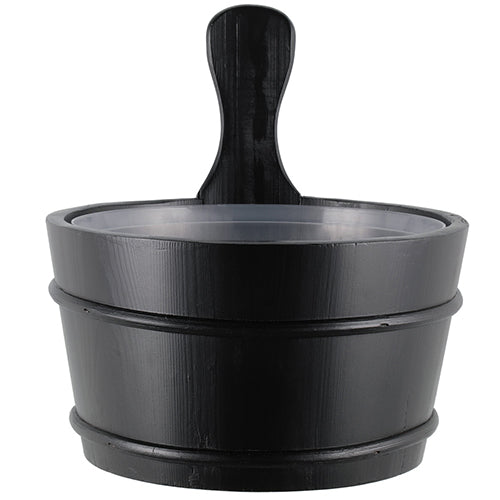 4Living Sauna Bucket - Sauna Bucket w/ Plastic Liner, Black Pine, 4L