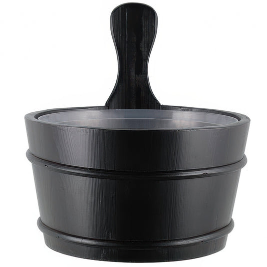 4Living Sauna Bucket - Sauna Bucket w/ Plastic Liner, Black Pine, 4L