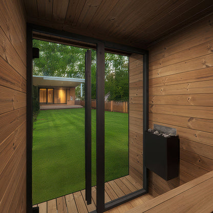 Bench detail inside the SaunaLife Model GL4B sauna kit