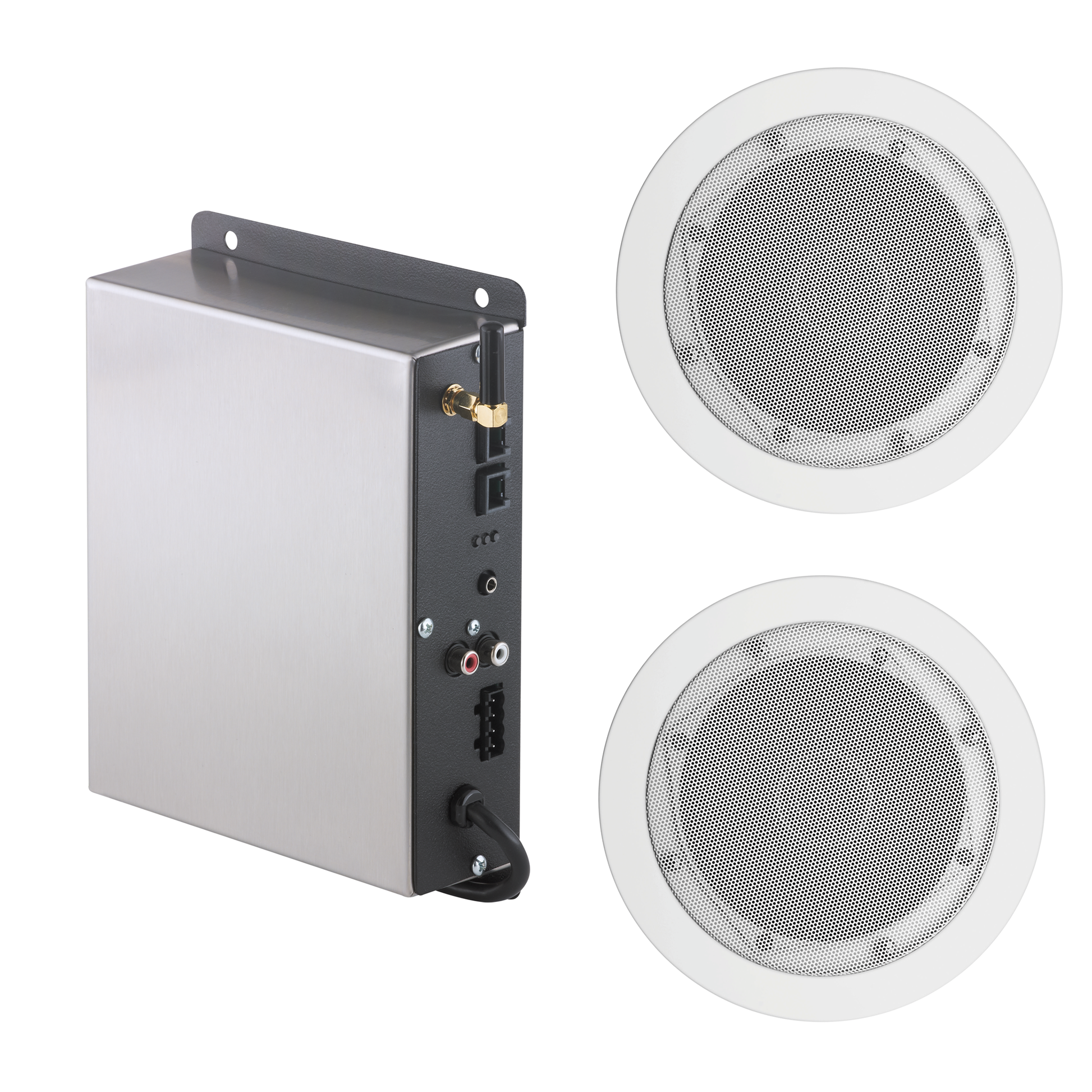 Delta Audio System, 2 White Speakers, Bluetooth