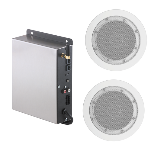 Delta Audio System, 2 White Speakers, Bluetooth