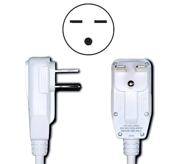NEMA 6-30 style 240V plug supplied with the 2.5 HP chiller