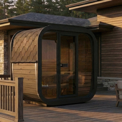 SaunaLife Model CL4GB Cube Luxury Series Outdoor Home Sauna Kit in black, view 6