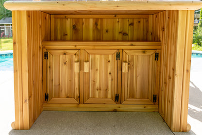 Canadian Timber Southern Fantasy Tiki Bar 3 Door Cabinet, doors closed