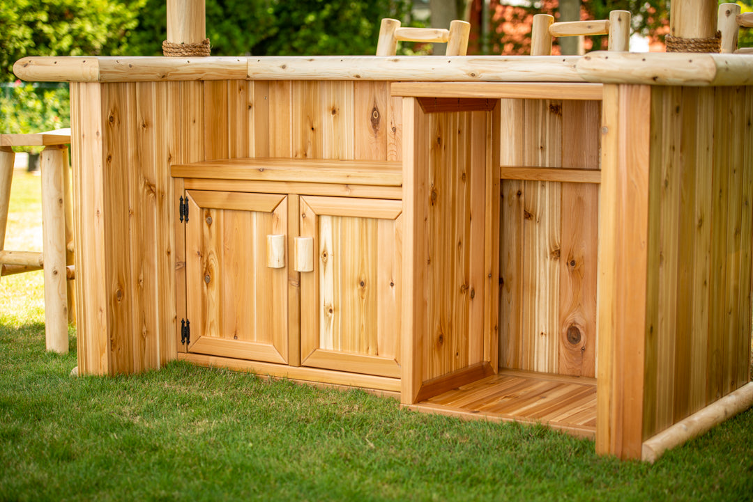 Canadian Timber Tropical Paradise Tiki Bar 2 Door Cabinet with fridge opening