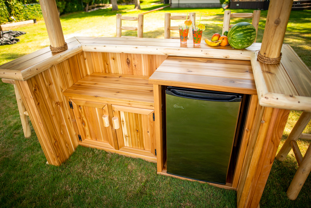 Close view of the Tropical Paradise cabinet fridge opening