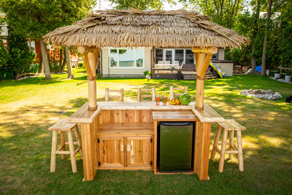 Tropical Paradise tiki bar with cabinet, lakeside