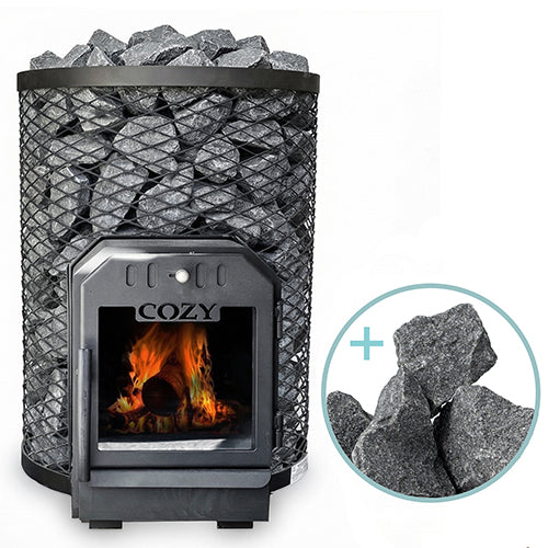 Cozy Heat O Through-Wall Pkg - Wood-Burning Sauna Stove Package, Up to 18kW