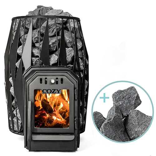 Cozy Heat OG Through-Wall Pkg - Wood-Burning Sauna Stove Package, Up to 18kW