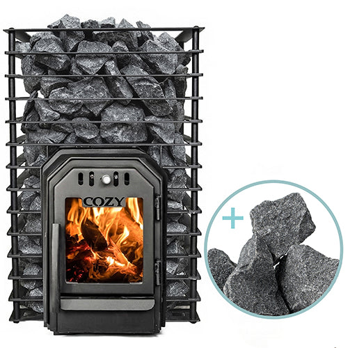 Cozy Heat Quattro Through-Wall Pkg - Wood-Burning Sauna Stove Package, Up to 18kW