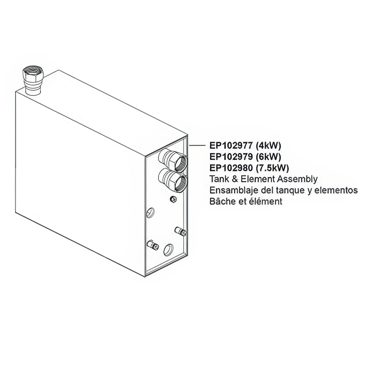 Delta Tank & Element Assembly, ES-7, 7.5kW, 240V/1PH