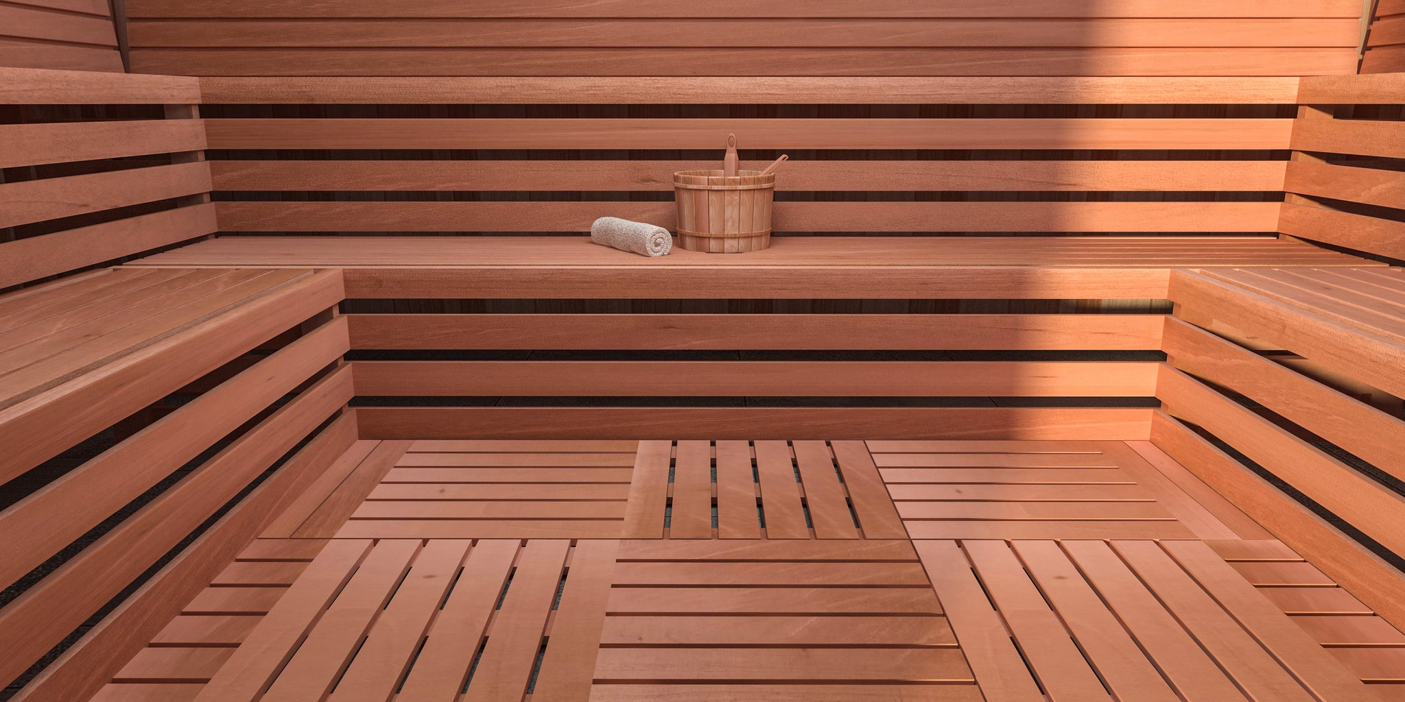 Scandia Duck-Board Flooring for Saunas — installed in a sauna