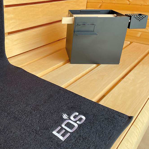 EOS Sauna Bucket Set - Cubistic Sauna Bucket, Black with Thermo-Aspen Handles — view 3
