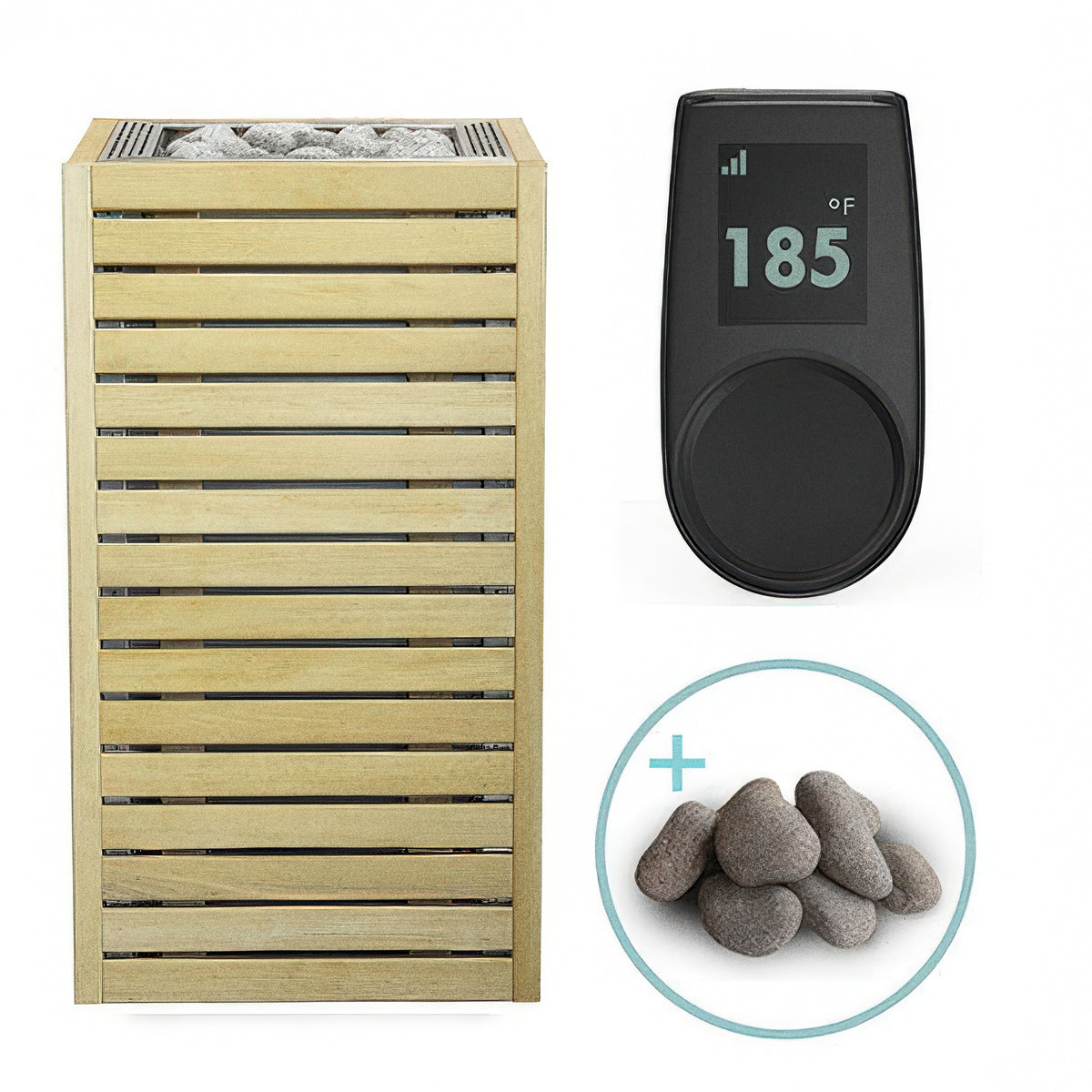 HUUM CORE Alder sauna heater package with stainless inlay, UKU Local control and sauna stones