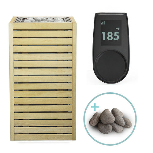 HUUM CORE Alder sauna heater package with stainless inlay, UKU Local control and sauna stones